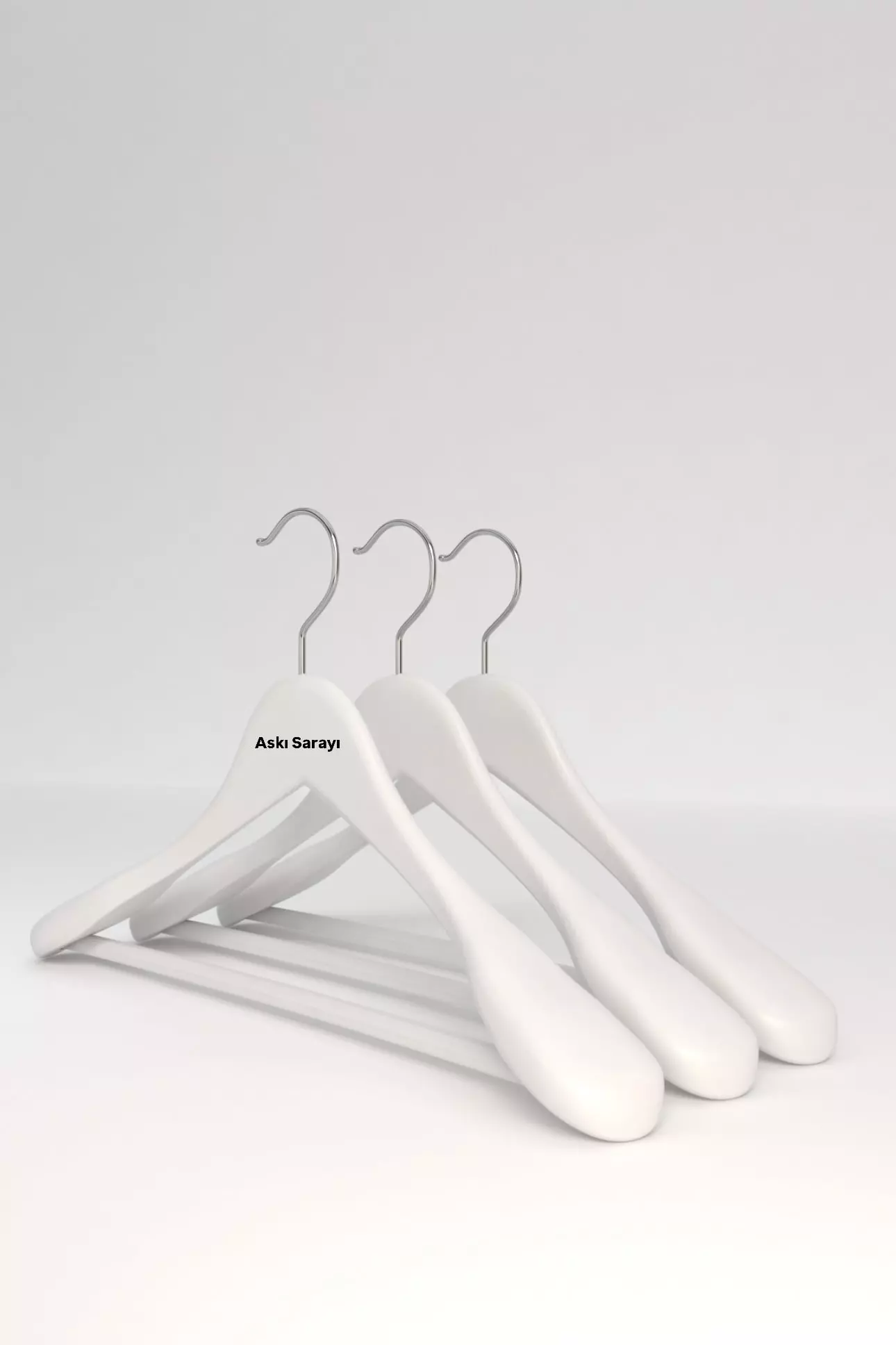 Beyaz Ahşap Ceket Askısı Palto ve Takım Elbise Askısı Özel Seri M52