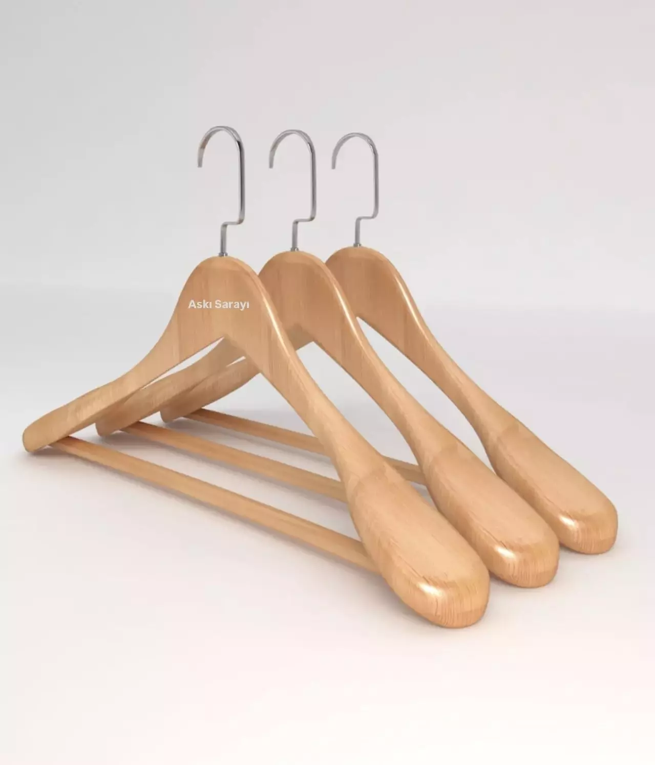  Ahşap Ceket Askısı Palto ve Takım Elbise Askısı Amerikan Kancalı  Özel Seri M53