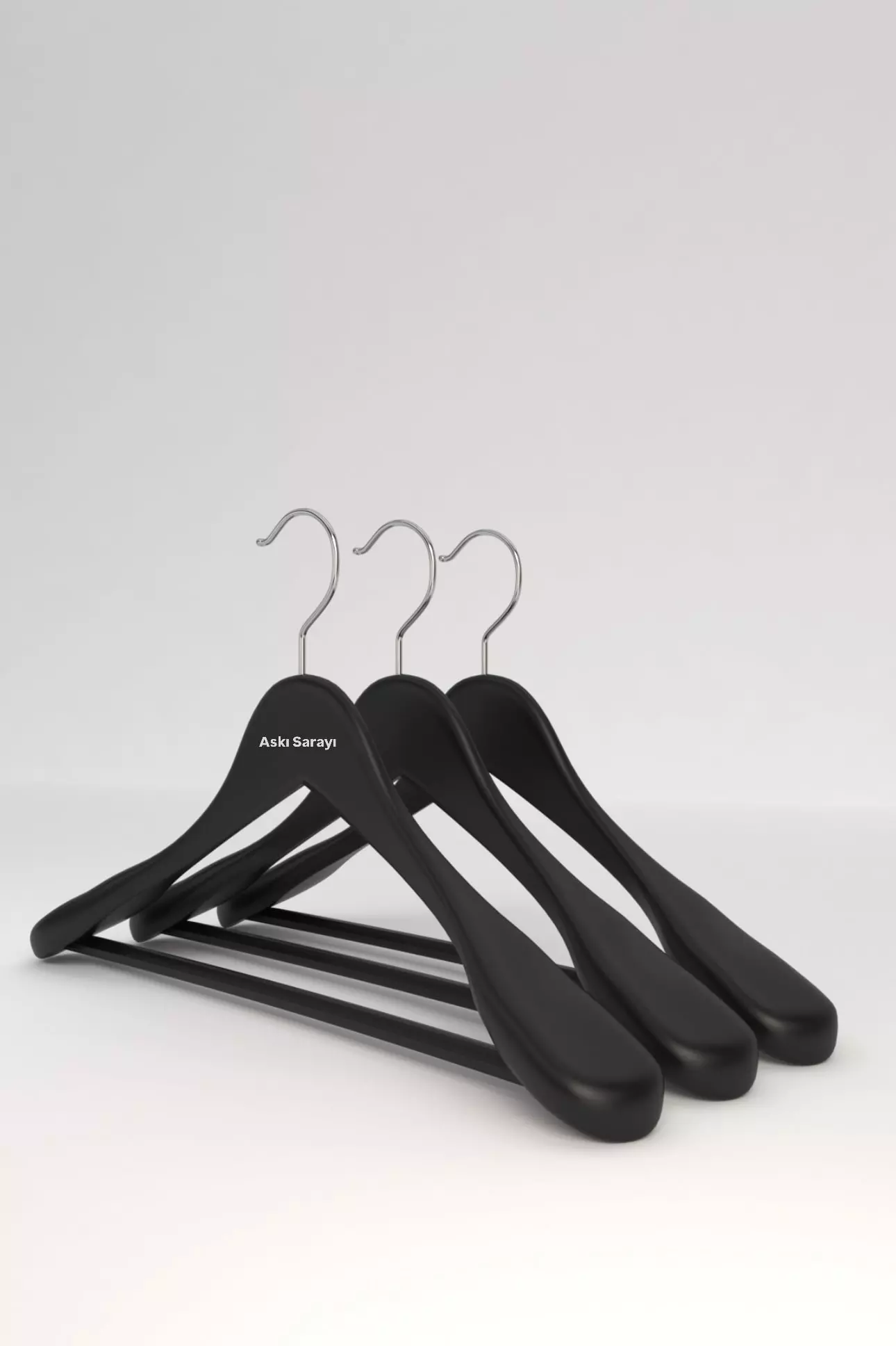 Siyah Ahşap Ceket Askısı Palto ve Takım Elbise Askısı Özel Seri M51