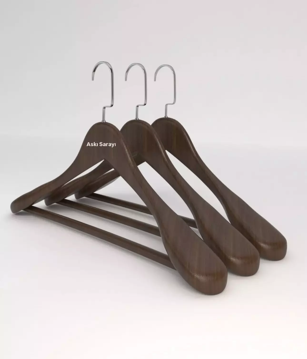 Ceviz Ahşap Ceket Askısı Palto ve Takım Elbise Askısı Amerikan Kancalı Özel Seri M81