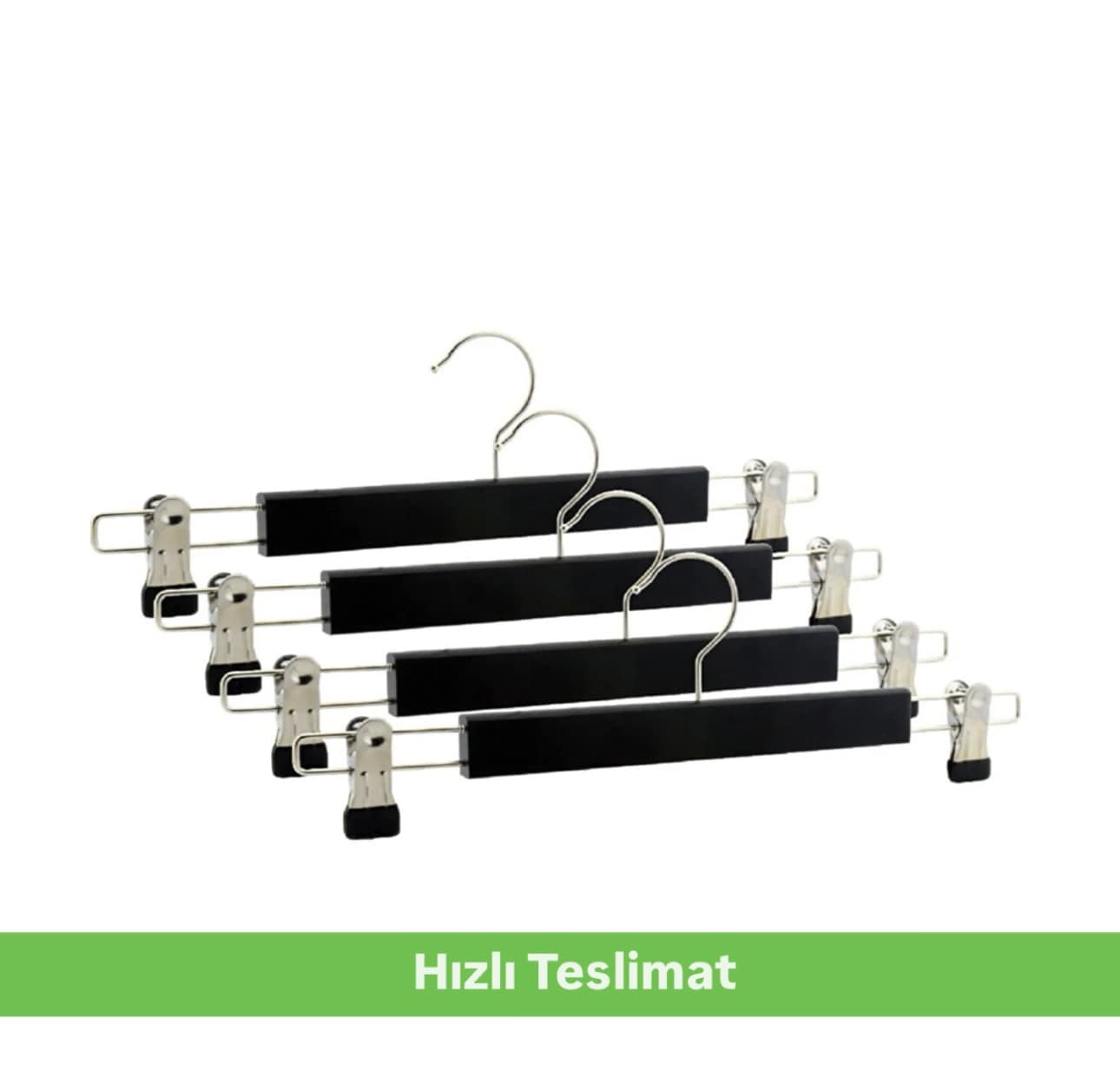 Siyah Ahşap Pantolon Ve Etek Askısı PVC Mandallı  M14